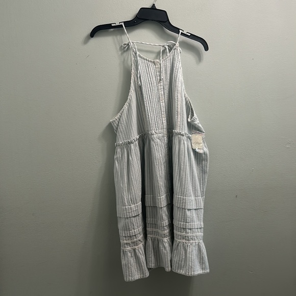 NWT Free People Desert Days Blue Cream White Striped Halter Dress Sz L - Picture 8 of 10